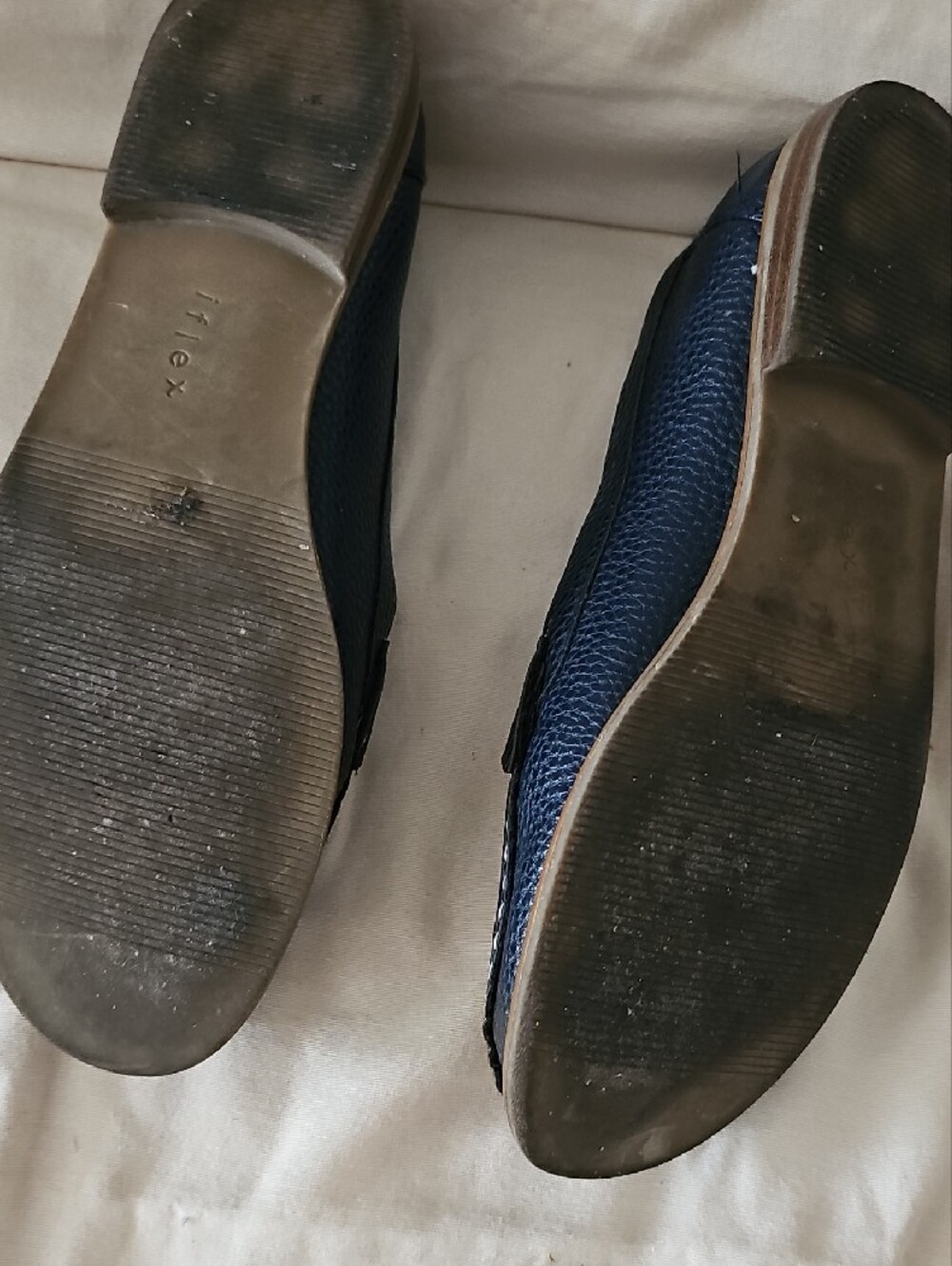 Anne Klein Navy Pebbled Loafers with Silver Bit - Picture 4 of 5
